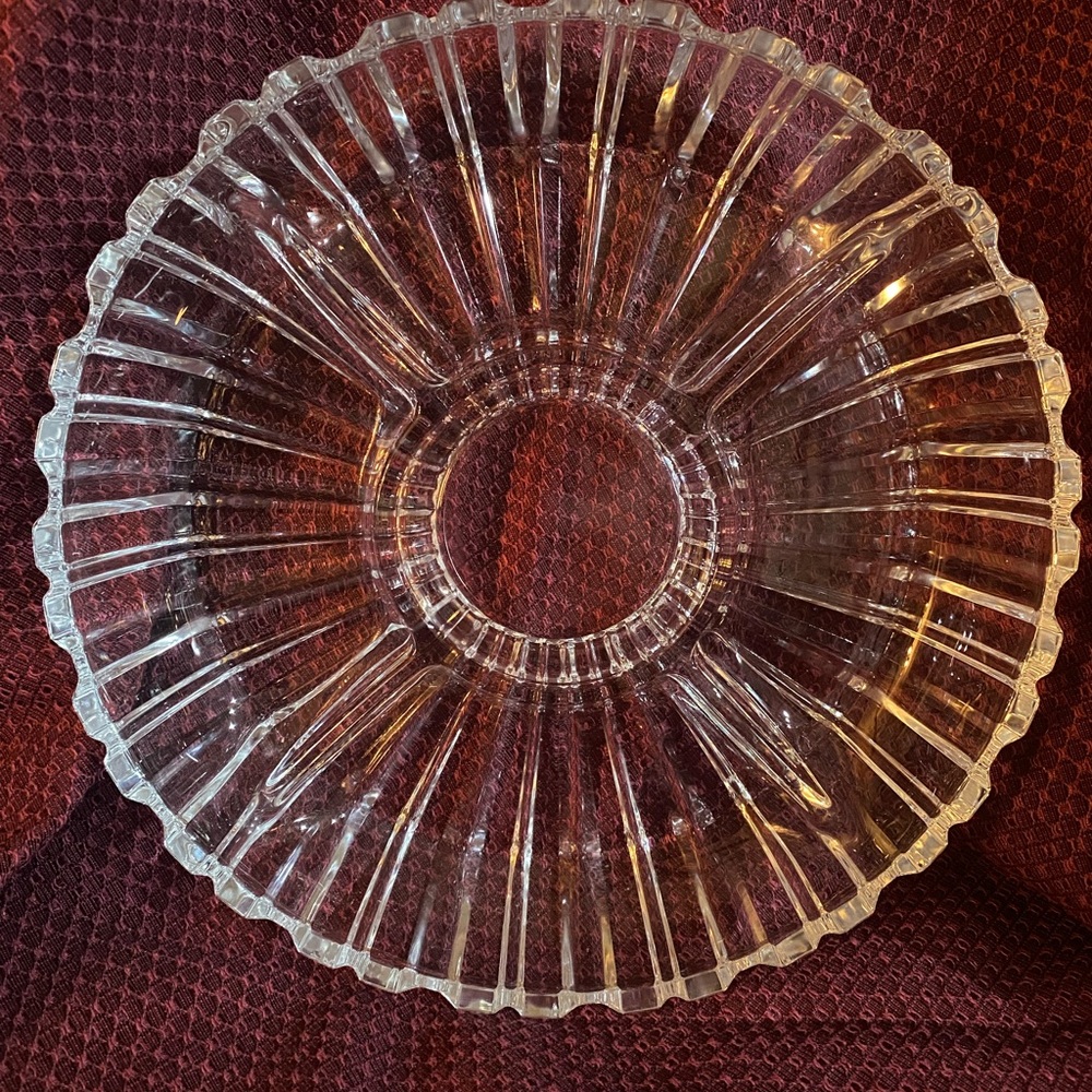Vintage Alexandria Crystal Ribbed Appetizer Platter Crystal Clear 1937-1957
